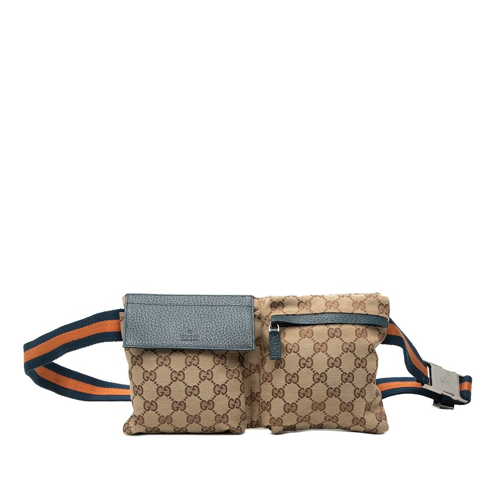 Gucci Gg Canvas Web Double Pocket Belt #363902G57B